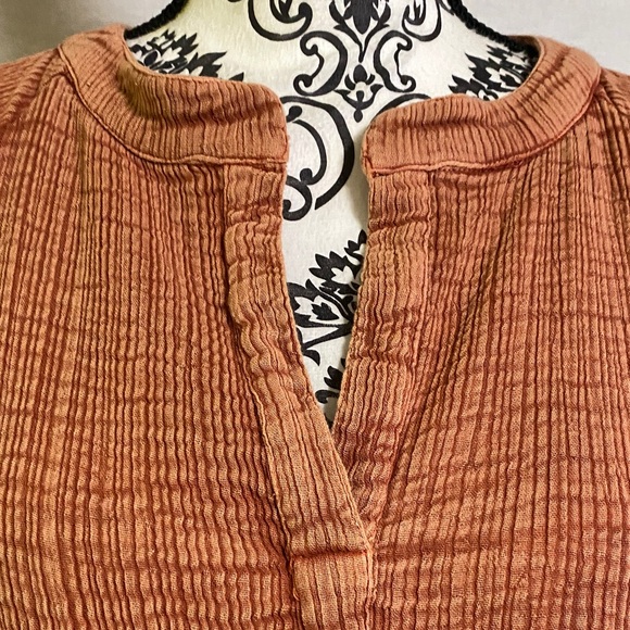 Kyla Seo Cotton Rust Terracotta Women's Tunic Top Bohemian Chic Style Soulful - Picture 2 of 11